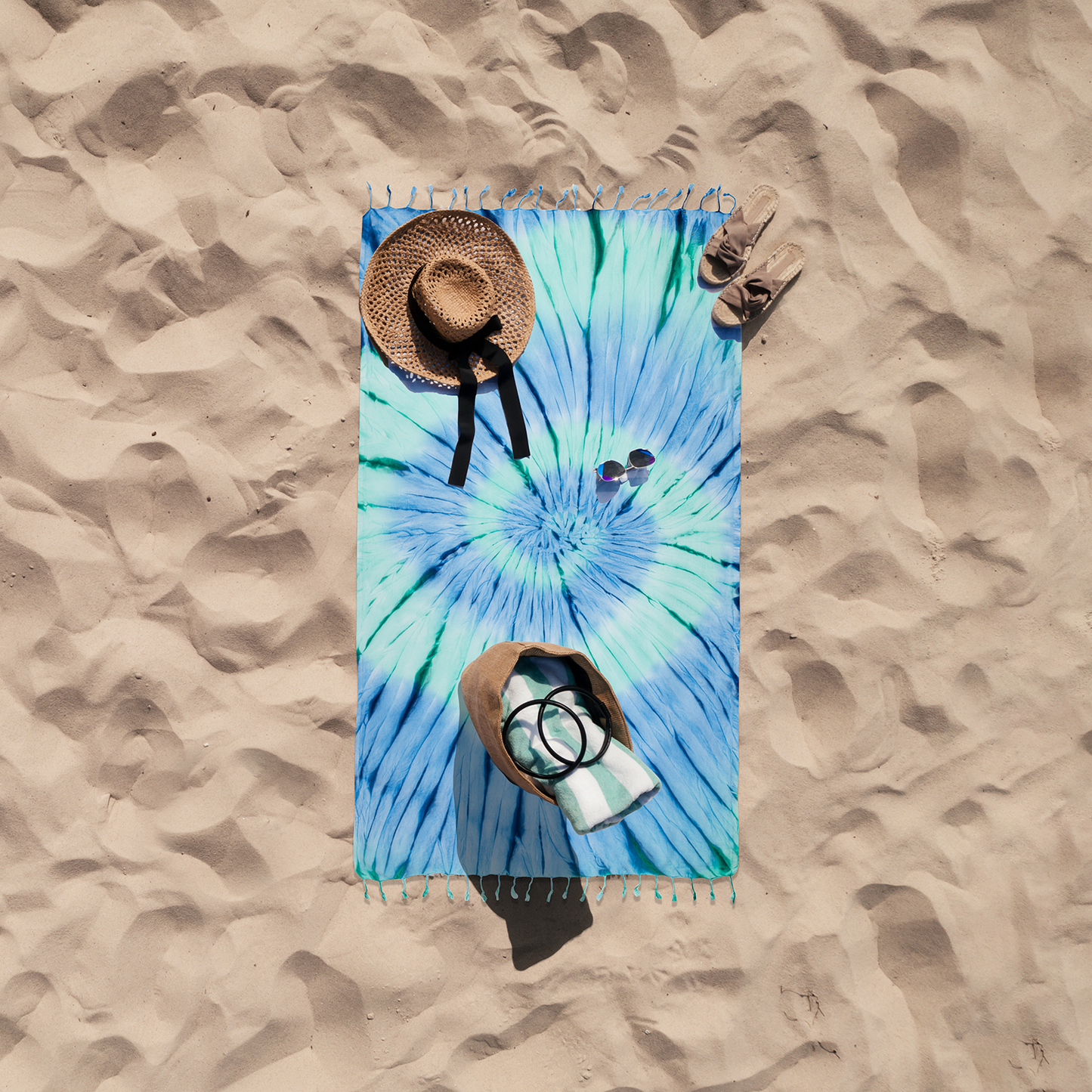 Tie Dye Pestemal Turkish Beach Towel Sand resistant hand-dye 33" x65"