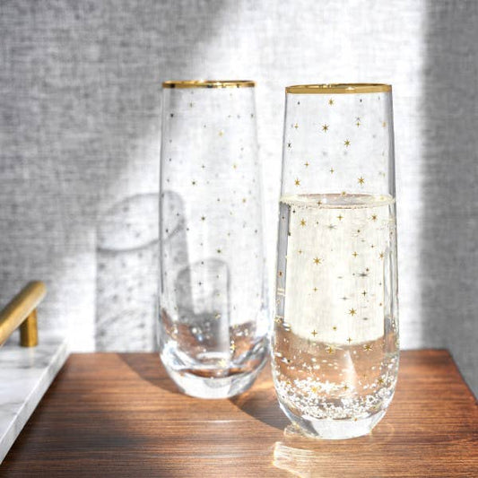 Starlight Stemless Champagne Flute Set