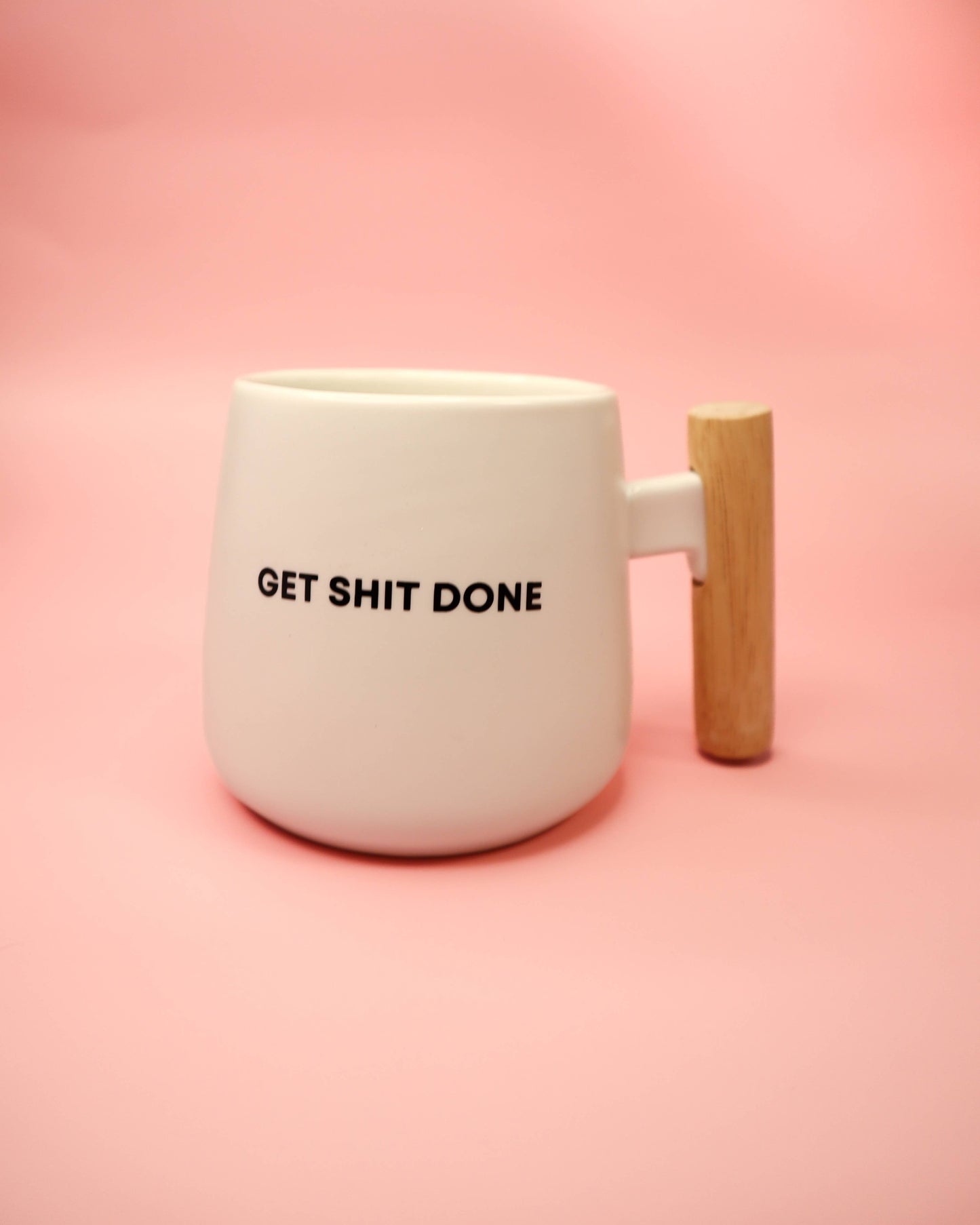 Organic Ceramic Mug with Bamboo Handle-Get Shit Done